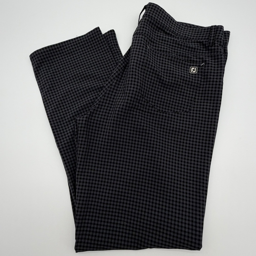 FootJoy Mens Athletic‎ Fit Golf Pants Black Grey Plaid W38 L32 FJ Performance